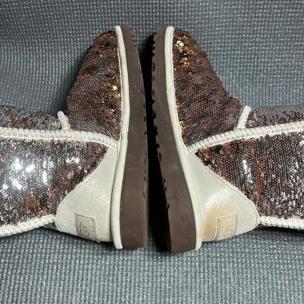 UGG Classic Short‎ Boots Womens Size 6 Multicolor Sequin Sparkling 3353 Pull On